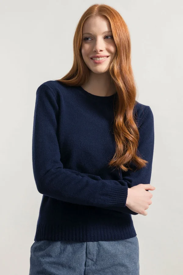 Wolle-Pullover Laura Marineblau