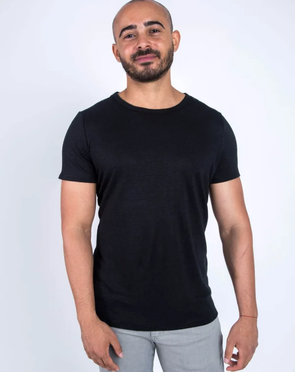 Zumoi Leinen-T-Shirt Schwarz
