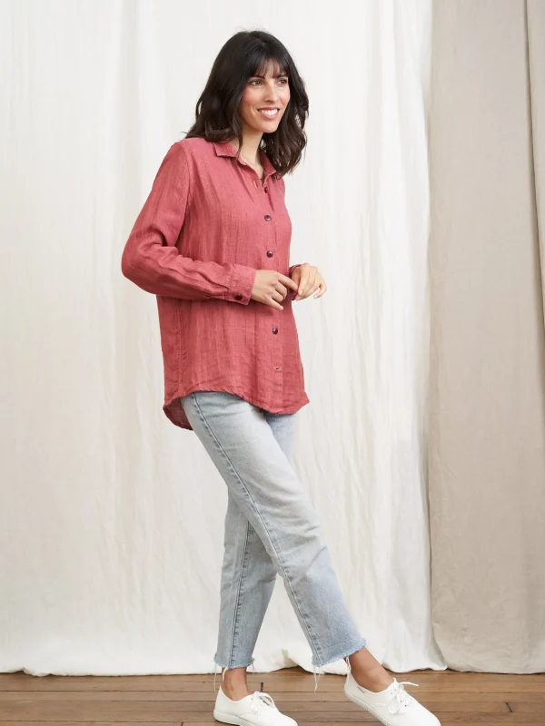 Damen Leinen-Hemd Essentielle rosa
