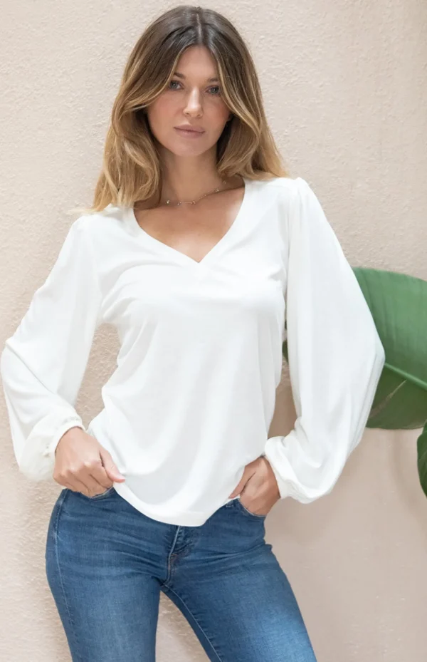 Damen Top Kalmia Ekru