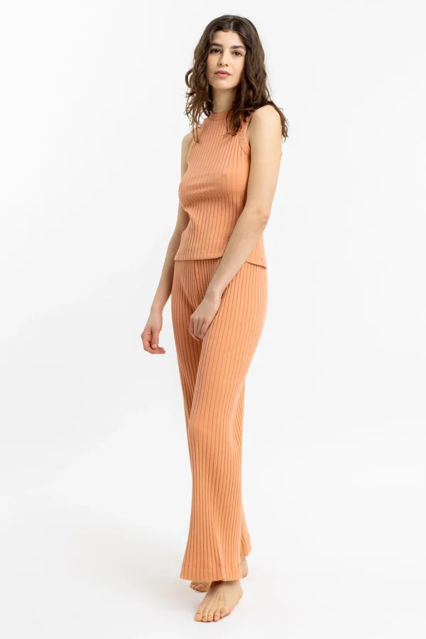 Damen-Lounge-Hose aus orangefarbener Bio-Baumwolle