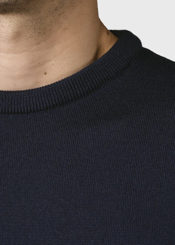 Dünner marineblauer Strickpullover aus Merinowolle