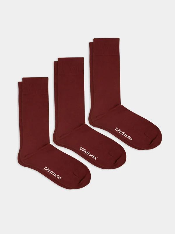 Dreier Pack - Einfarbige rote Socken