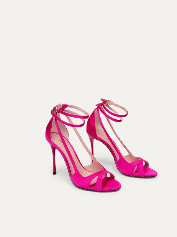 Fuchsia vegane Sandalen mit hohem Absatz