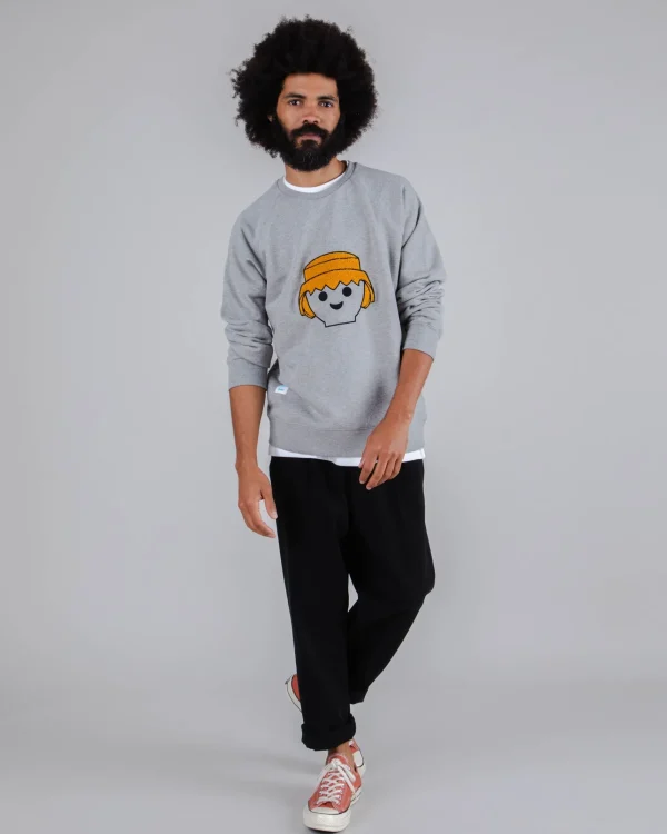 Graues Playmobil-Sweatshirt aus Bio-Baumwolle