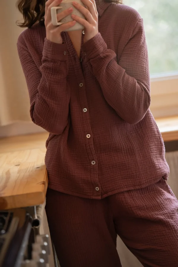 Pyjama-Hemd Daphne Bordeaux