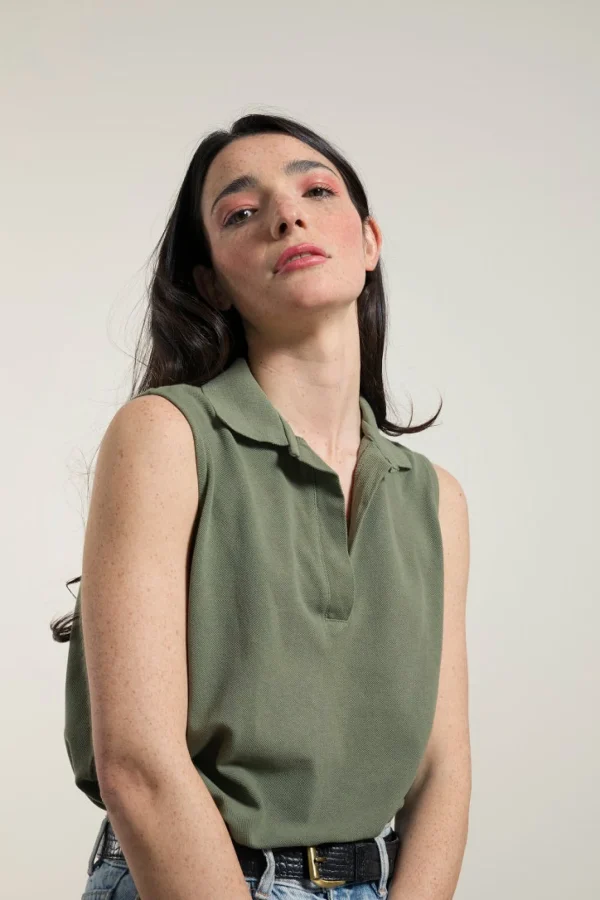 Ärmelloses Poloshirt Helen Grün