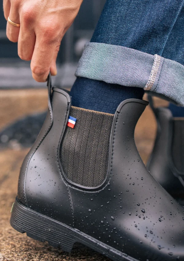 Schwarze Regen-Boots Montpluie Jacquard Kaki